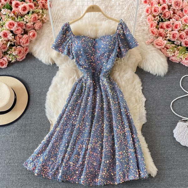 Banquet Evening Dress New Ladies Temperament Entry Lux High-End Dress Sequined Fairy Elegant Large Swing Mid-Length Skirt - Image 2
