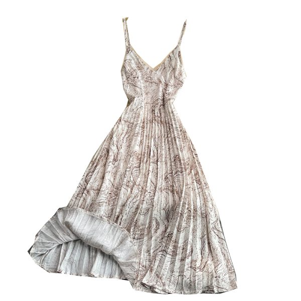 Seaside Holiday Floral Slip Dress Vest Chiffon Pleated Dress Women's Summer Slimming Temperament Fairy Long Dress - Image 7